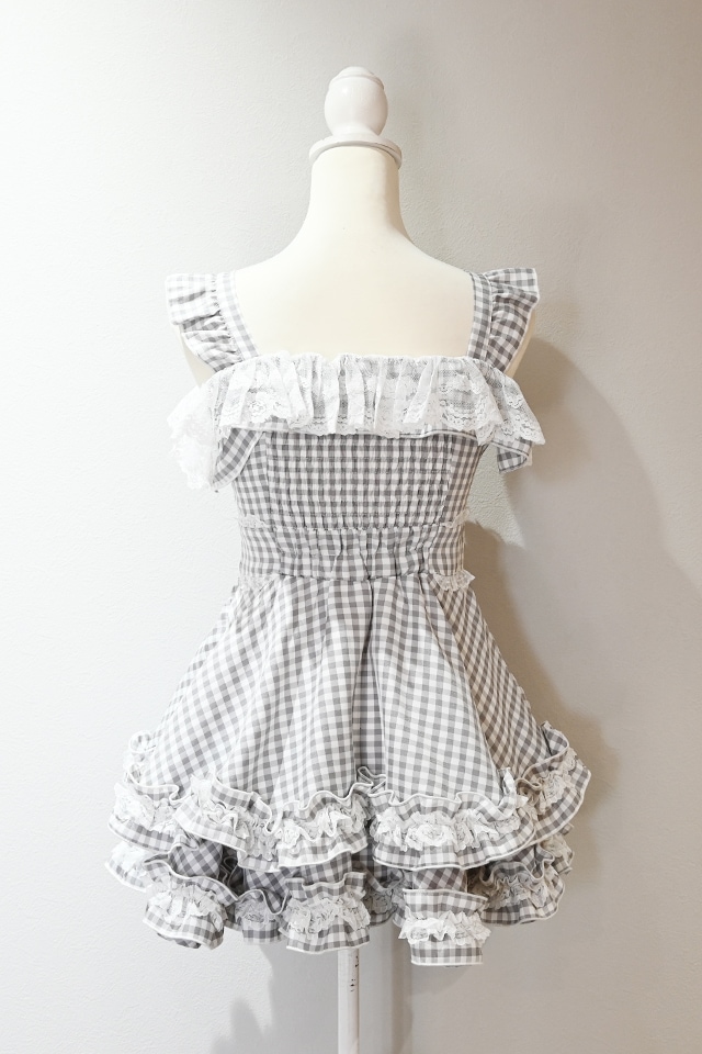 Princess Melody】ダブルりぼんギンガムキャミワンピース - グレー