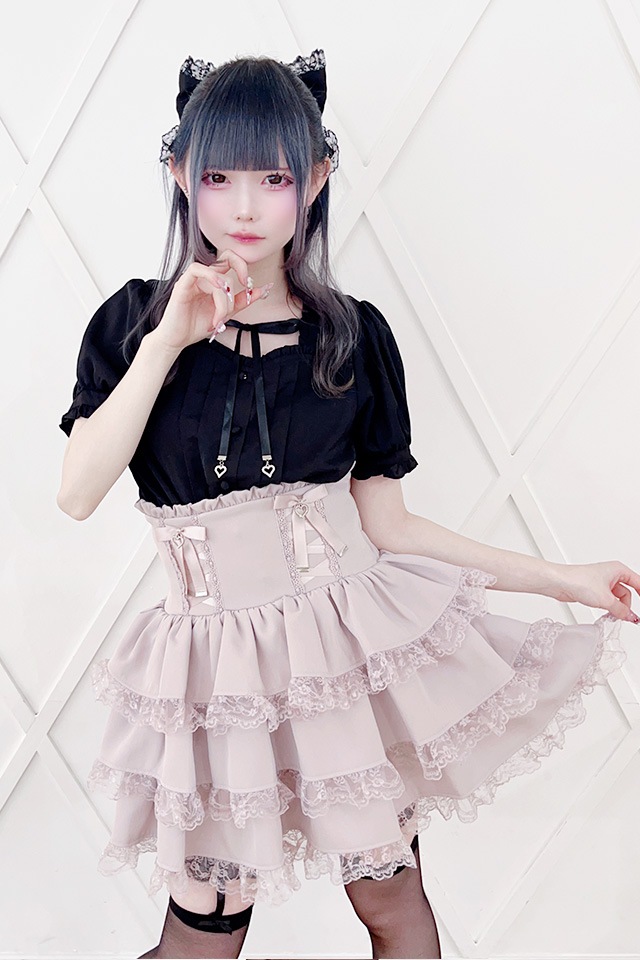 MA*RS】レースアップリボン3段フリルスカパン - ピンク size-F | 地雷