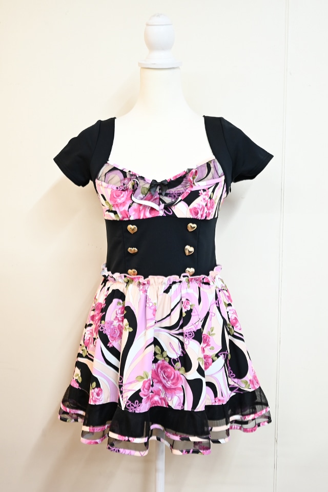 MA*RS】【通販限定販売】幾何学バラ柄ワンピース - ブラック size-F