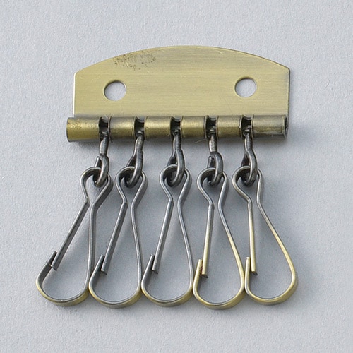 レザークラフト金具の五連キー (カシメ付) / 真鍮メッキ / 2個入