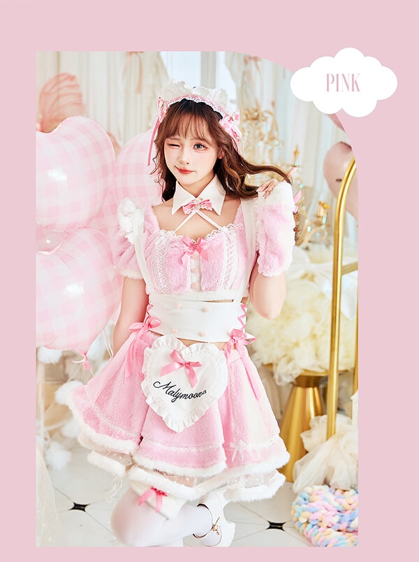 ピンクは予約】もこもこキャンディリボンメイド《オリジナルコスプレ10