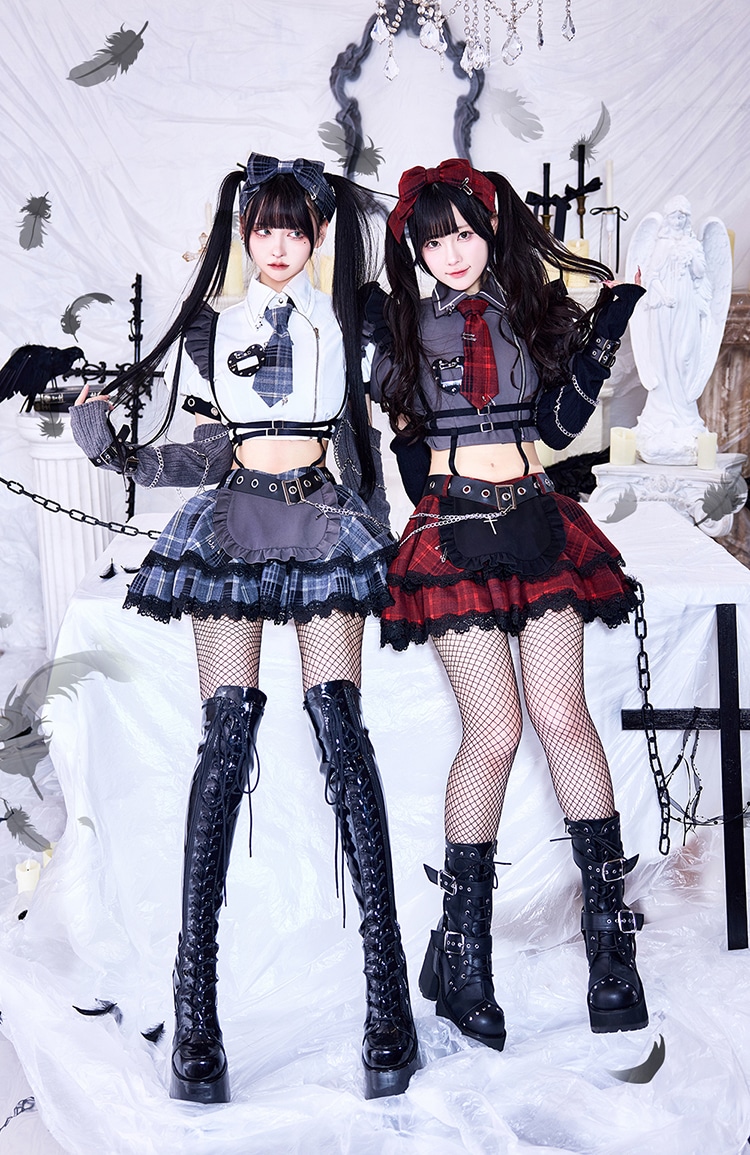 即日発送】ガーリーチェックパンククラッシュメイド《オリジナル