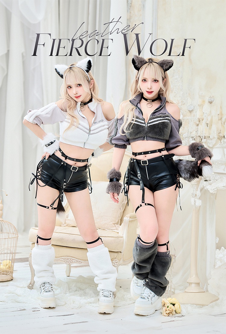 即日発送】セクシーサイドクロスレザーウルフ《ハロウィンコスプレ11点