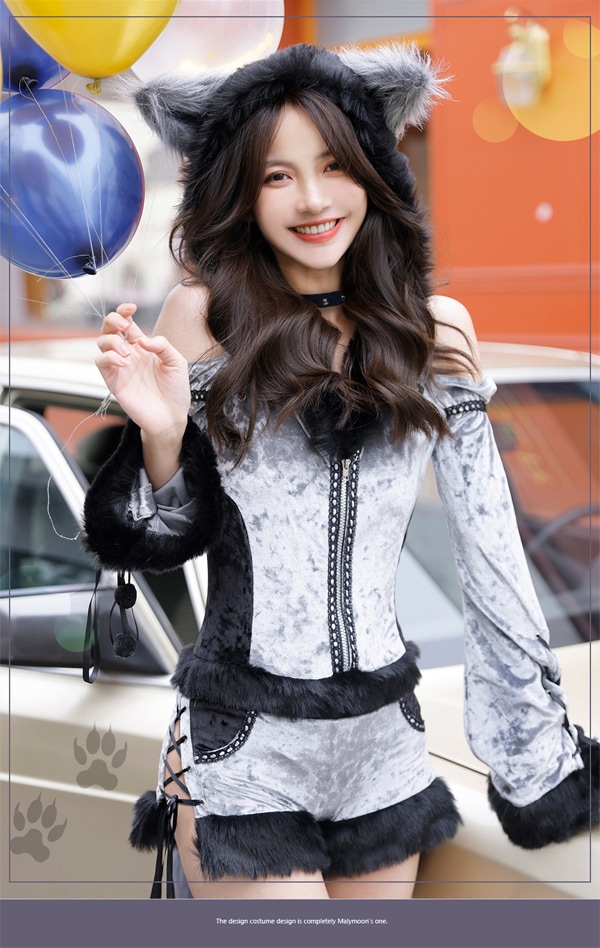 即日発送】ロングスリーブウルフ《ハロウィンコスプレ3点セット