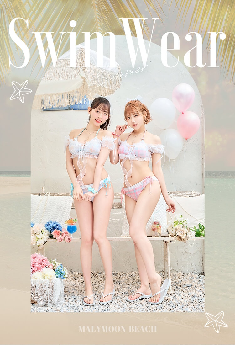 即日発送】シルキーシャボンチェックビキニ《レディース水着5点セット