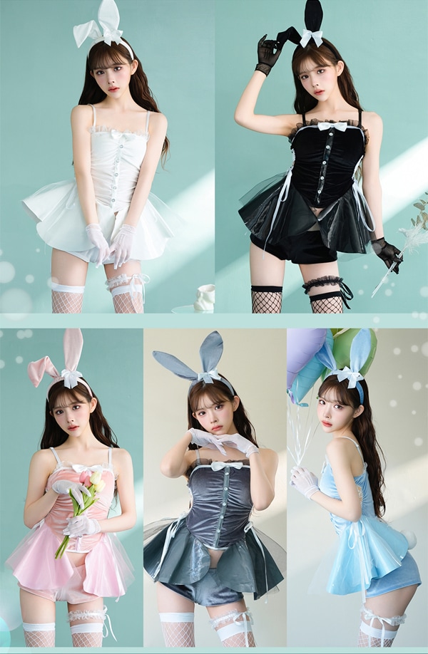 即日発送】バニーガール5カラー《ハロウィンコスプレ6点セット