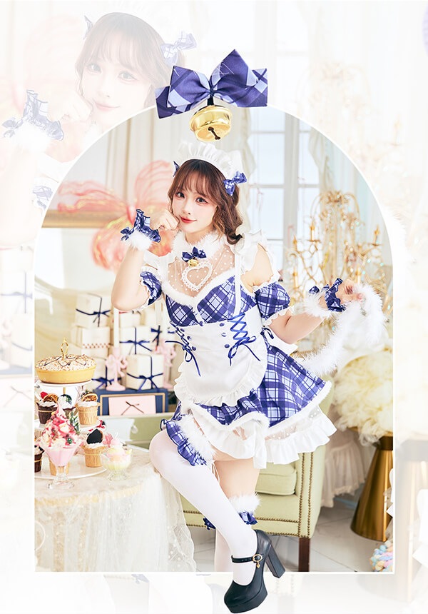 即日発送】ヒロインチェックキャットメイド《オリジナルコスプレ10点