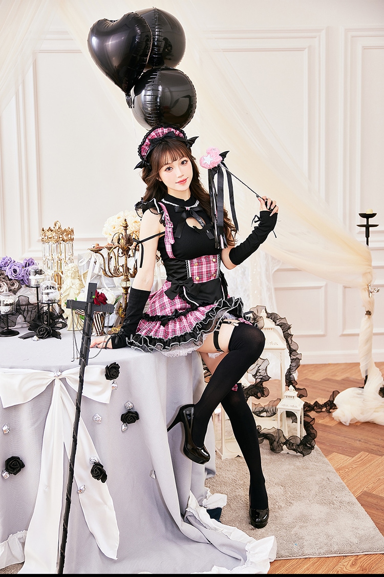 即日発送】ガーリーロックサキュバスメイド《ハロウィンコスプレ11点