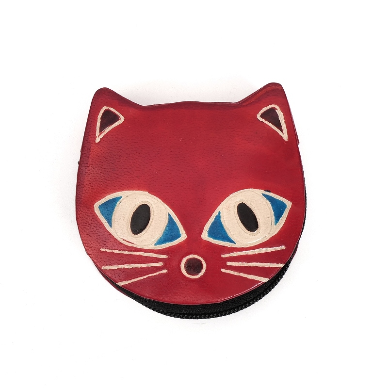 山羊革ジップコインパース ネコ 【メール便可】｜マライカ公式通販