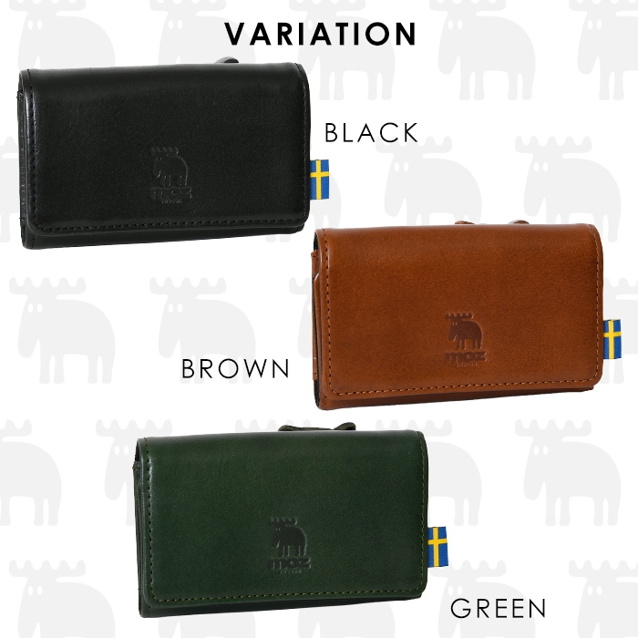 moz モズ 本革 多機能 折り財布 キーケース 短財布 エルク ヘラジカ