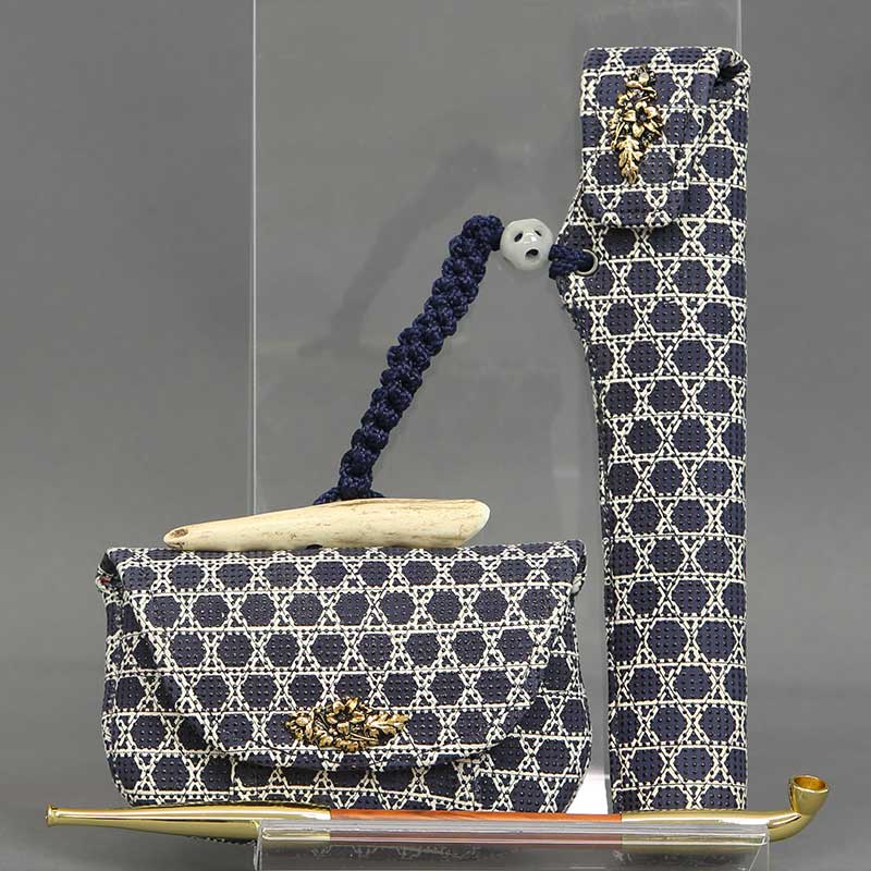 叺（カマス）煙管・刻み煙草入れ【印傳｜籠目・紺】祭用品専門店浅草絆