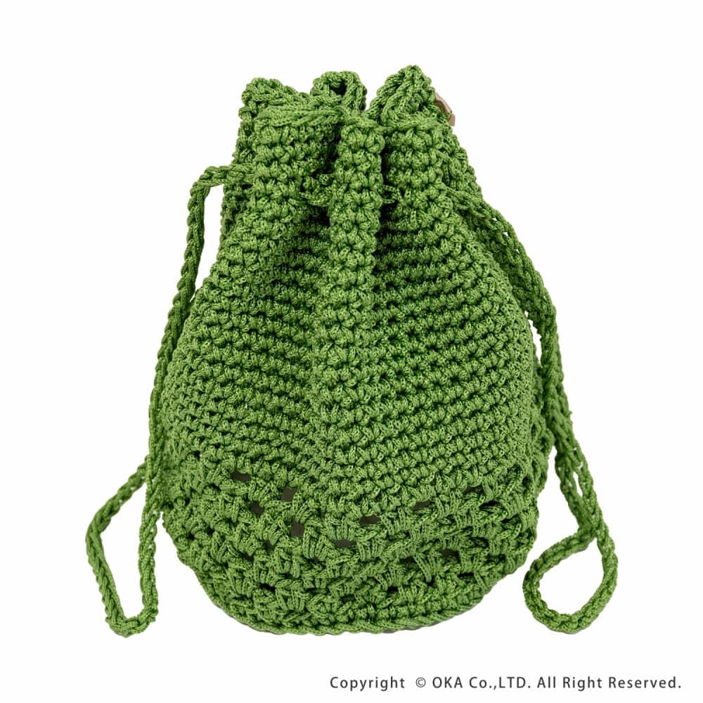 プリス マルシェシリーズ ドローストリングバッグ （ 洗える 手編み