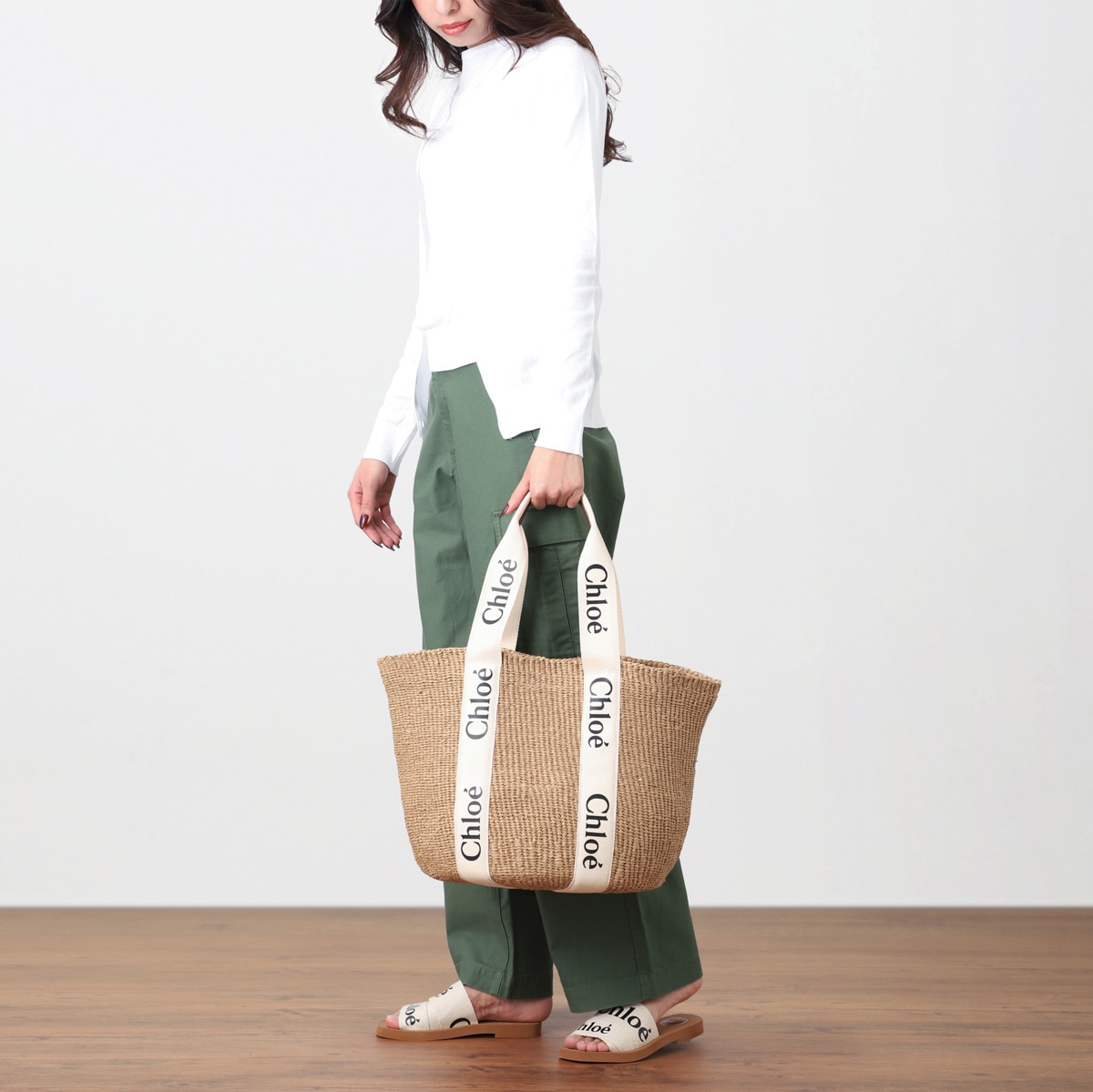 Chloe クロエ カゴバッグ/バスケット/WOODY LARGE レディース