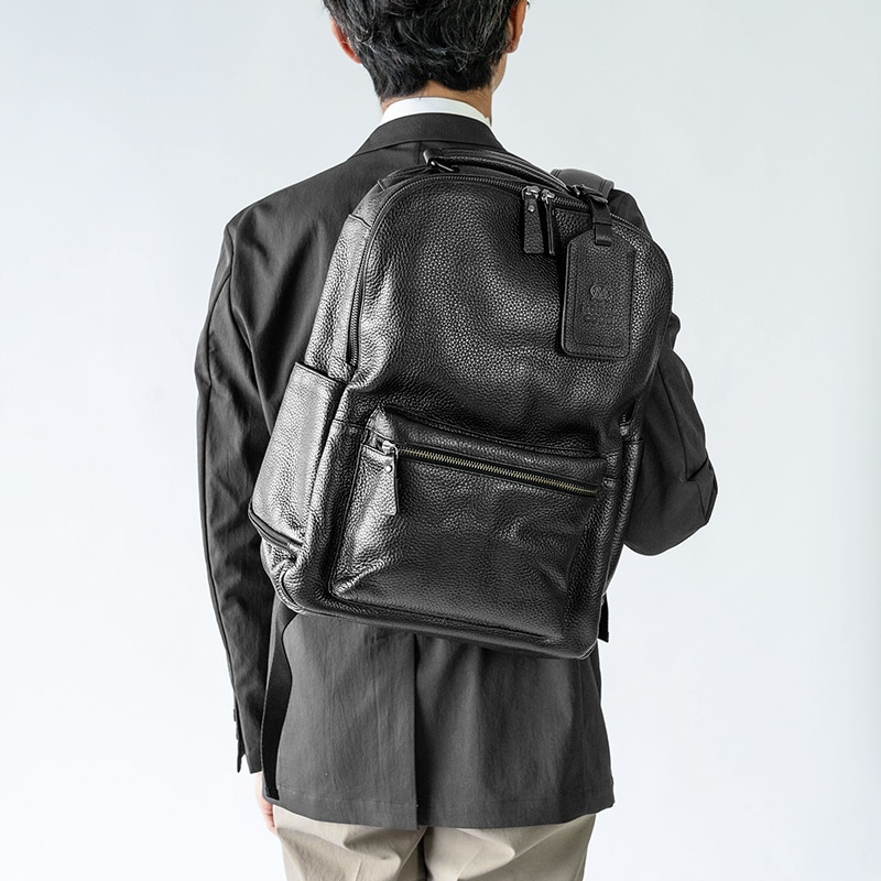 レザービジネスリュック DESMOND-II BLACK バックパック ブラック 黒