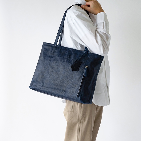 レザートートバッグメンズ 本革 ビジネス 鞄 通勤 スーツ LONDON NAVY