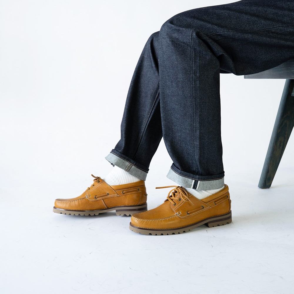 デッキシューズ メンズ モカシンローファー 革靴 NEVADA CAMEL 外羽根