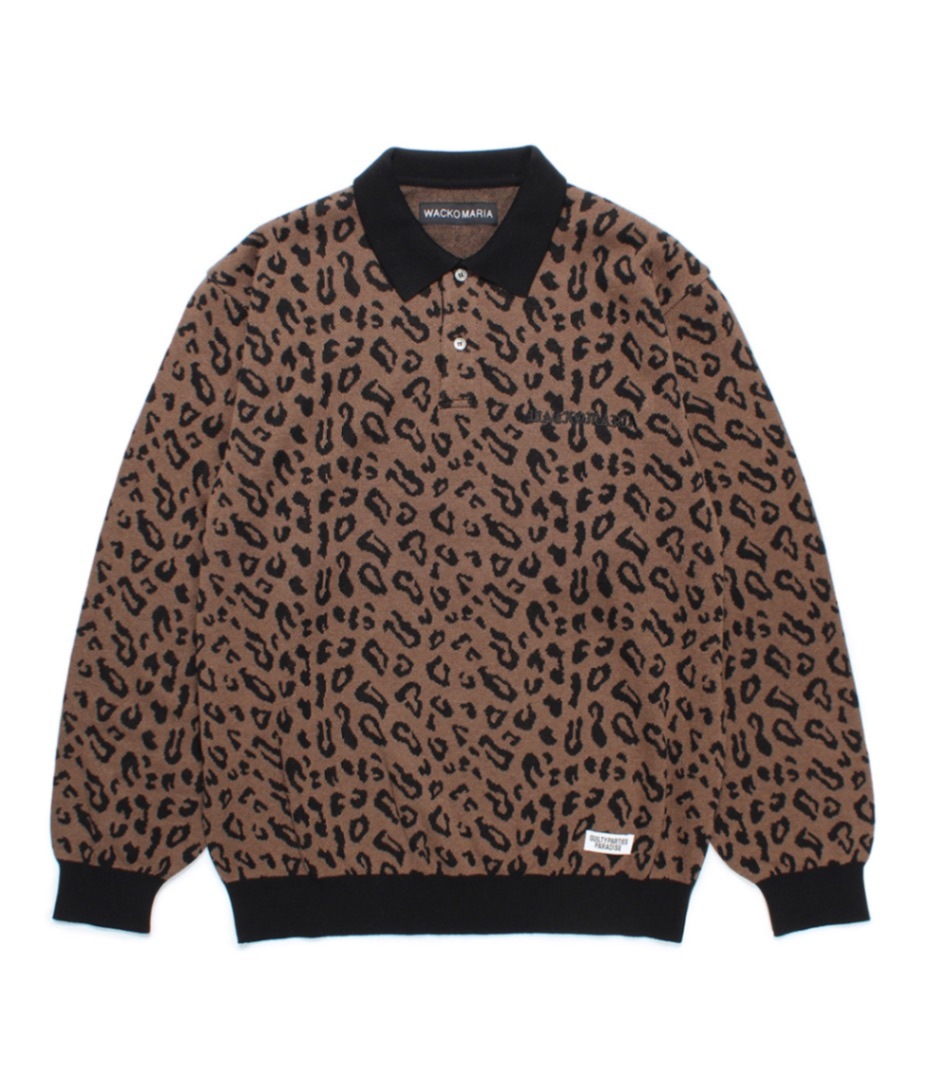 LEOPARD JACQUARD KNIT POLO SHIRT【BROWN】｜WACKO MARIA｜MELTING