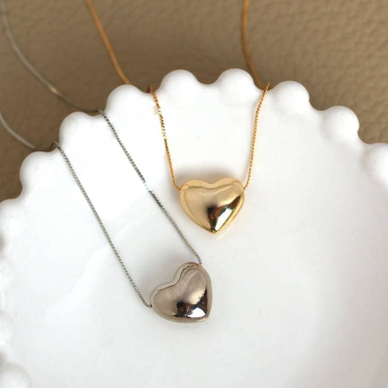 ぷっくりハートのメタルトップネックレス | ネックレス | 日本製