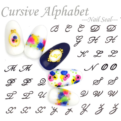 ネコポス 送料無料】筆記体アルファベットネイルシール A～Z 英字