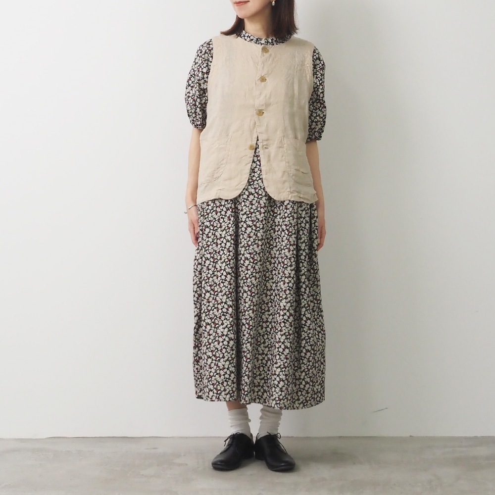 NARU(ナル) 60フレンチリネン フロントボタンベスト 663816 | 2025春夏