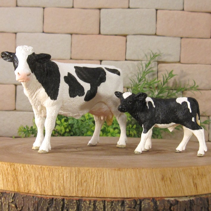 リアルな 牛の親子の置物 ウシ 2種セット Aタイプ ドール フィギュア
