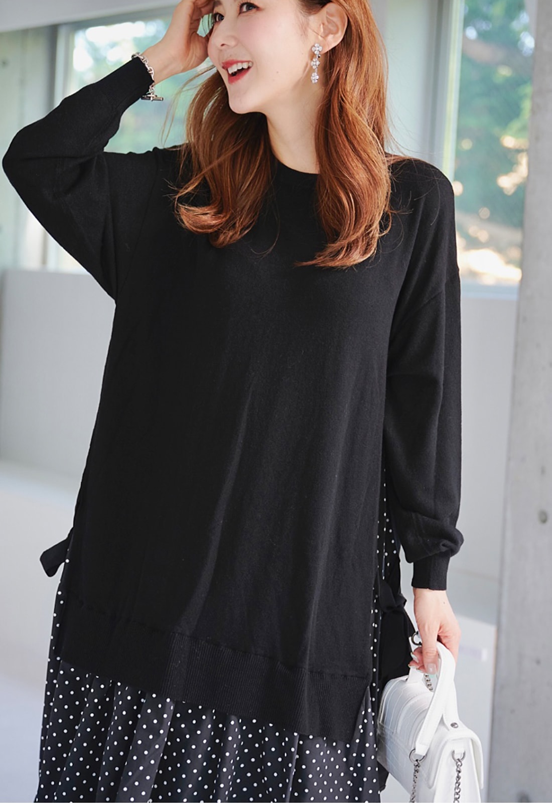 ニットドッキングドットワンピース | DRESS | OBLI