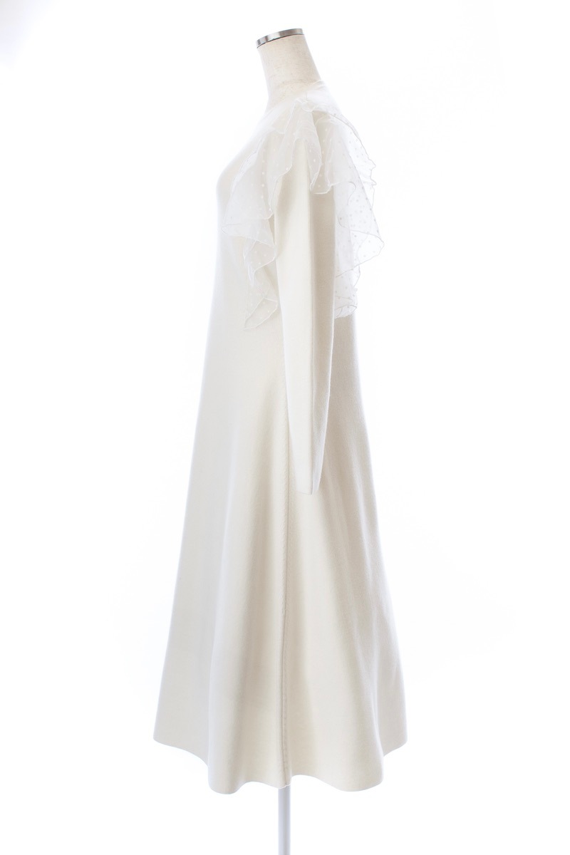ドットチュールニットワンピース/ホワイト | DRESS | OBLI