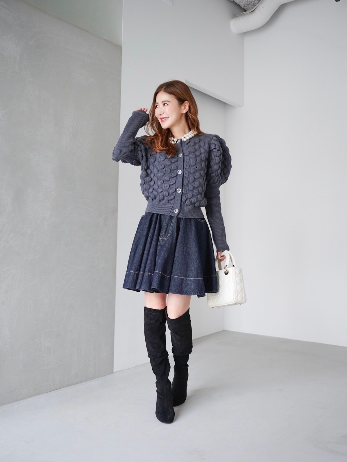 パールカーディガン/グレー | TOPS | OBLI