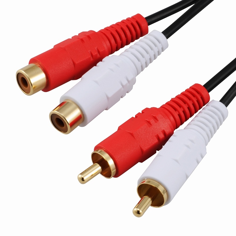 オーディオ延長コード ピンプラグ×2／ピンジャック×2 長さ2m｜AUD