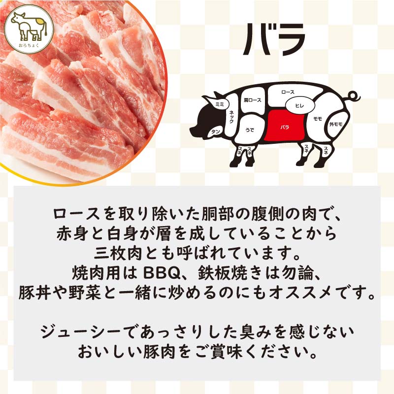 鹿児島県産 茶美豚 バラ焼肉用 【選べる2サイズ／500g 1,890円/1kg