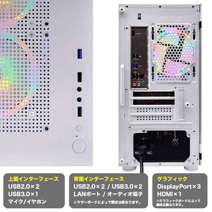 格安】SSSランクi7&RTX2060搭載ゲーミングPCフルセットホワイト SS