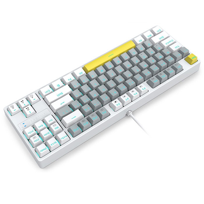 E-YOOSO ゲーミングキーボード Z-87 ホワイト/グレー 青軸 US配列