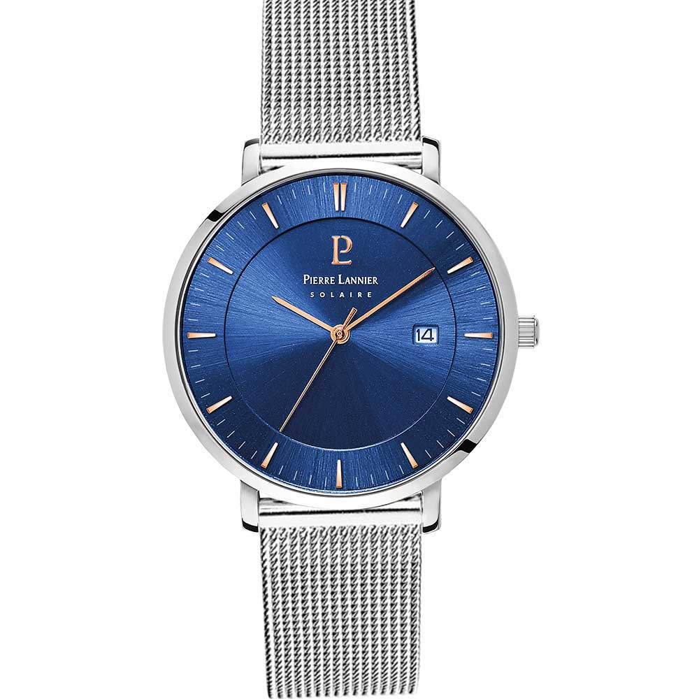 INTI インティ ソーラー メンズ 腕時計 シルバー 青文字盤 電池交換