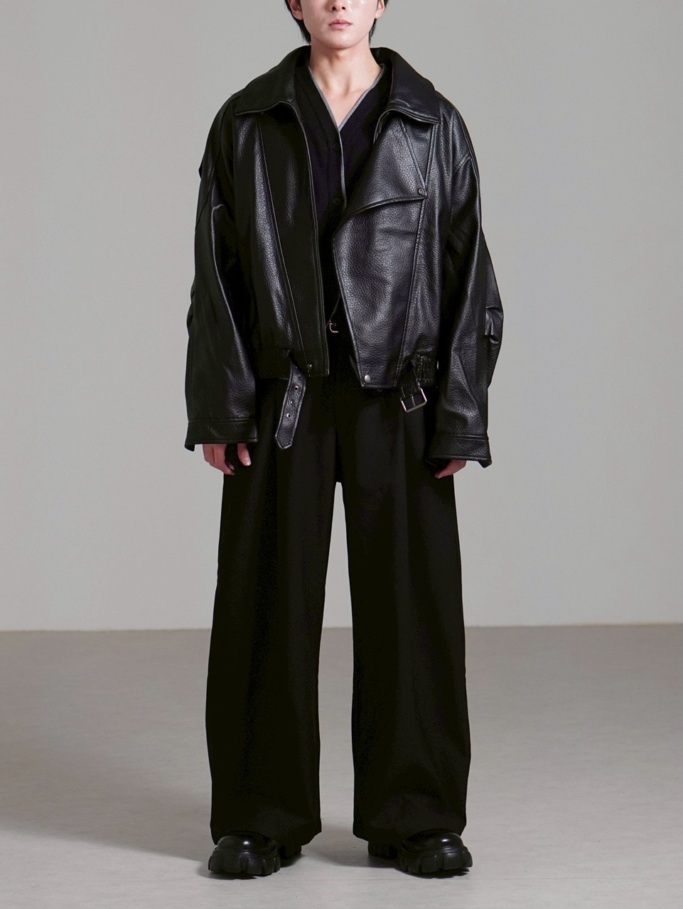 受注制【Chikashitsu +】high neck non-leather bomber jacket