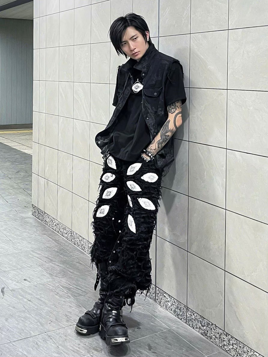 UNIZ】White Eyes Pants / 【ユニズ】ホワイトアイズダメージワイド