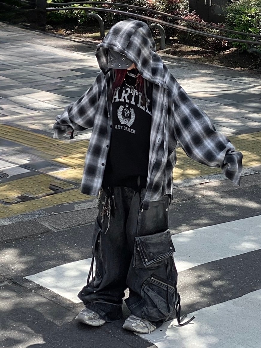 受注制【Never mind the XU】check hood shirt / 【ネバーマインドザ