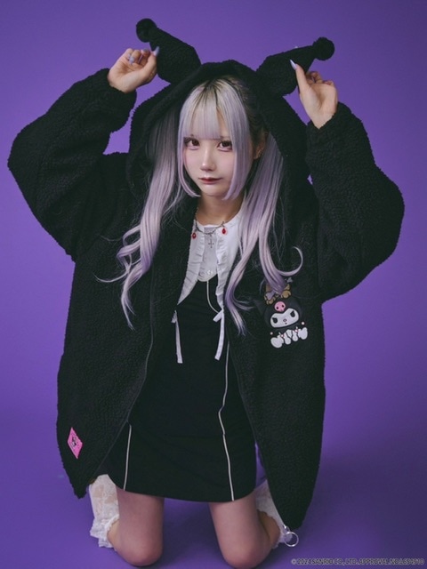 GALFY×KUROMI】モコモコ丸ボアずきんパーカー / 【ガルフィー×クロミ