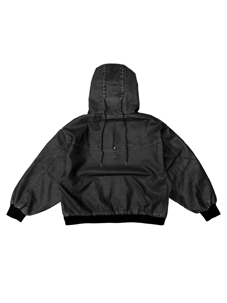 Rosen Kreuz】VINTAGE LEATHER SHIRRING HOODIE | OUR BRAND,Rosen