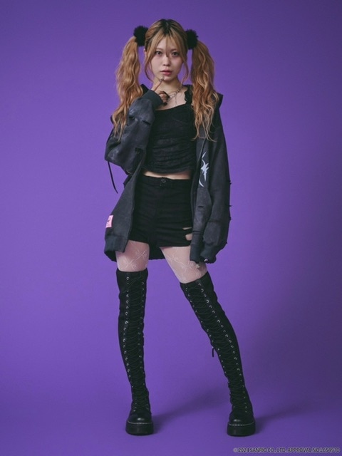 GALFY×KUROMI】イルガルフィームラ染めZIPパーカー / 【ガルフィー