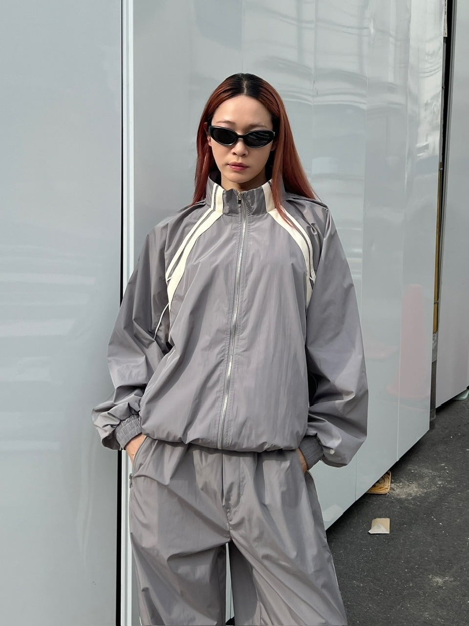 受注制【Chikashitsu +】set up line track jacket (2color