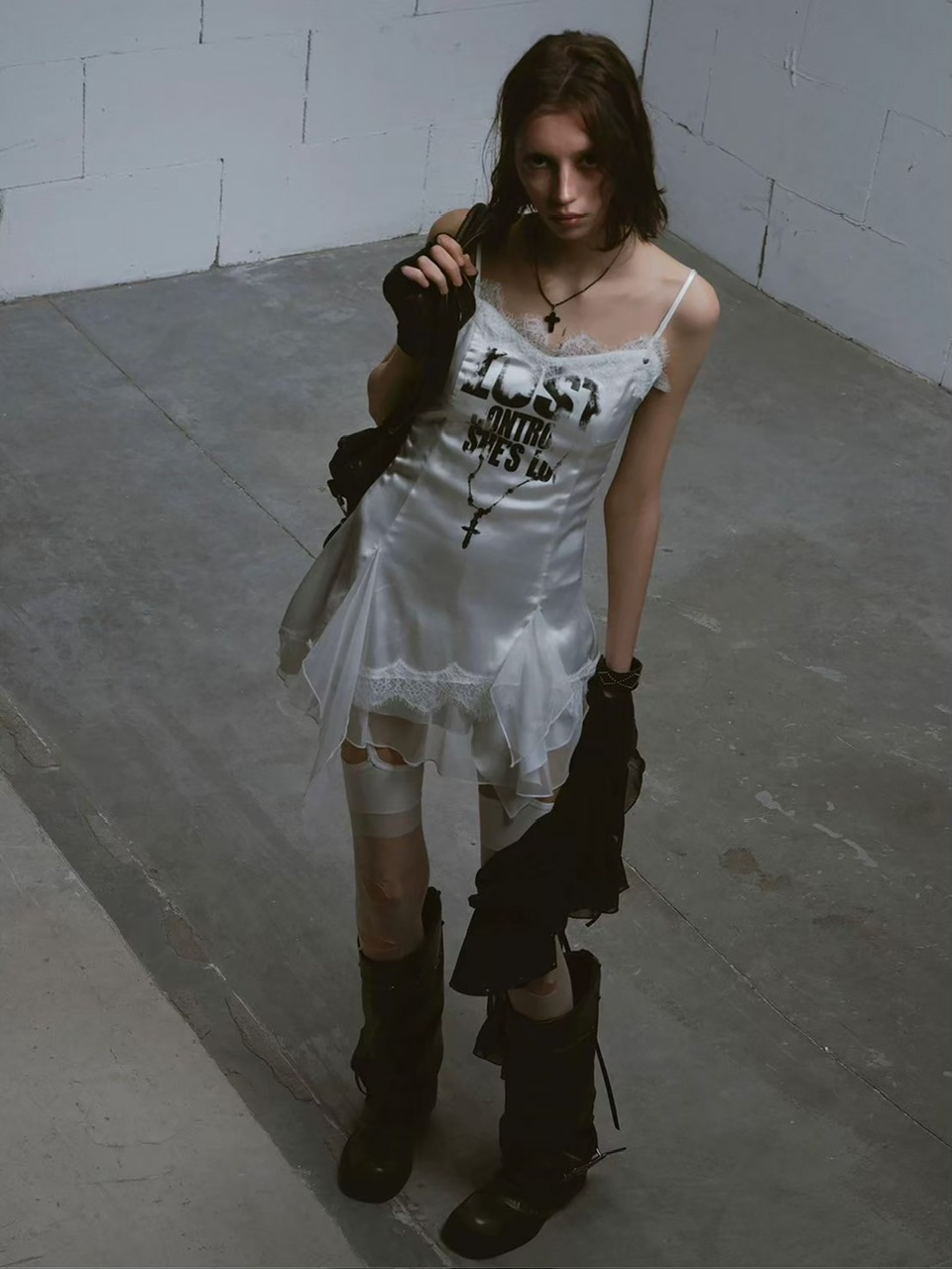 Cest Nous】Satin Lace Camisole Dress / 【セヌー】サテンレース