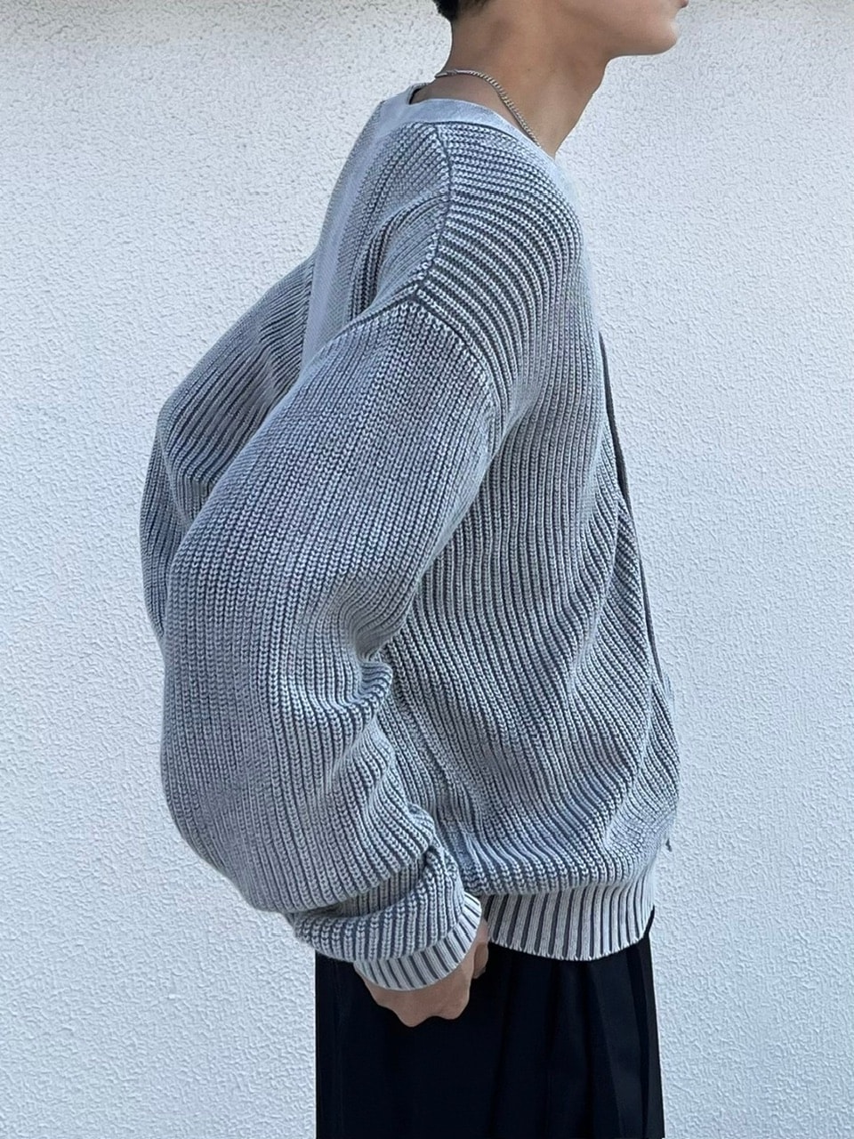 Chikashitsu +】dirty wash cotton cardigan (3color