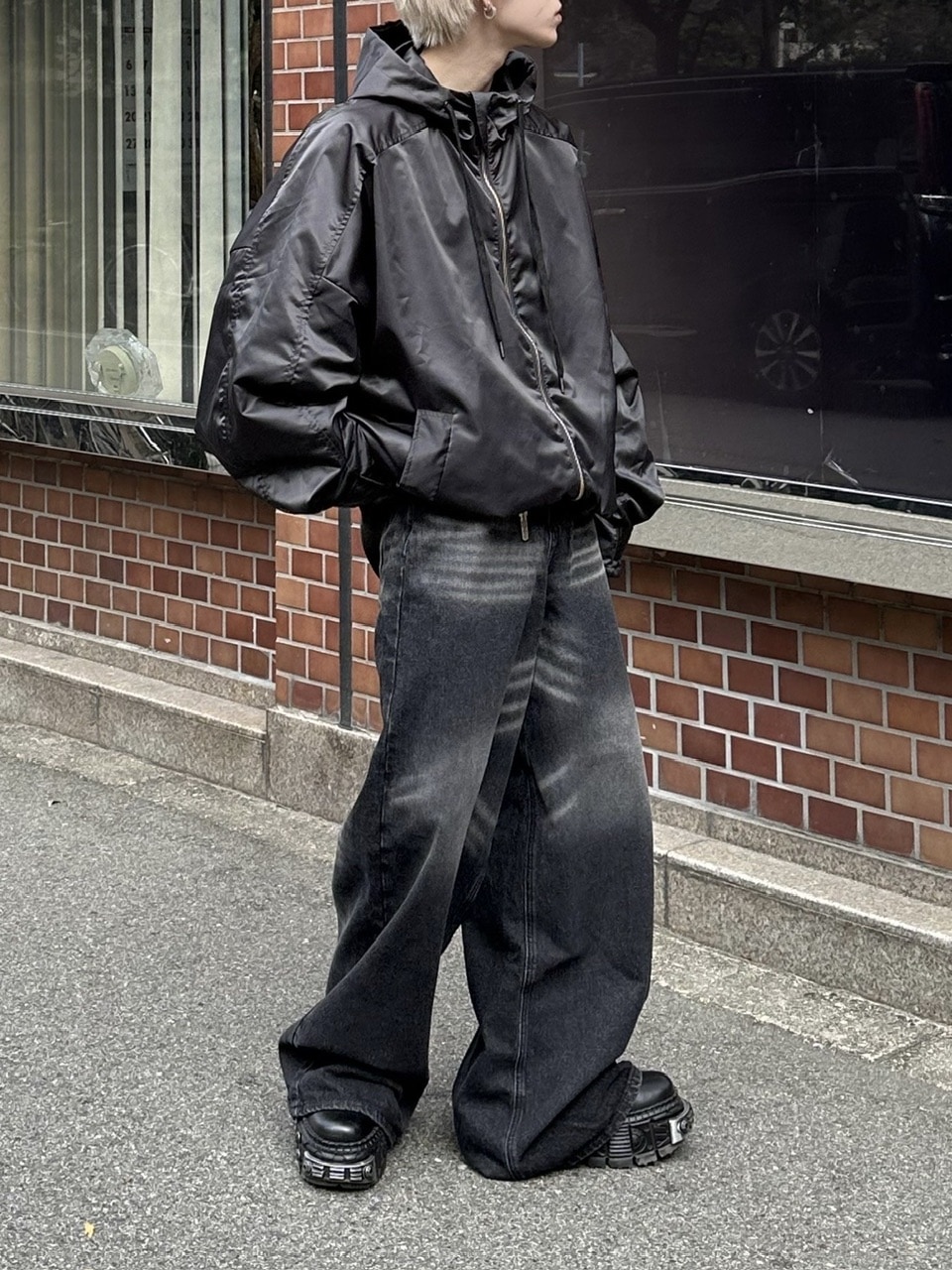 大阪店WEB限定受注制【Chikashitsu +】double sleeve zip up hoodie