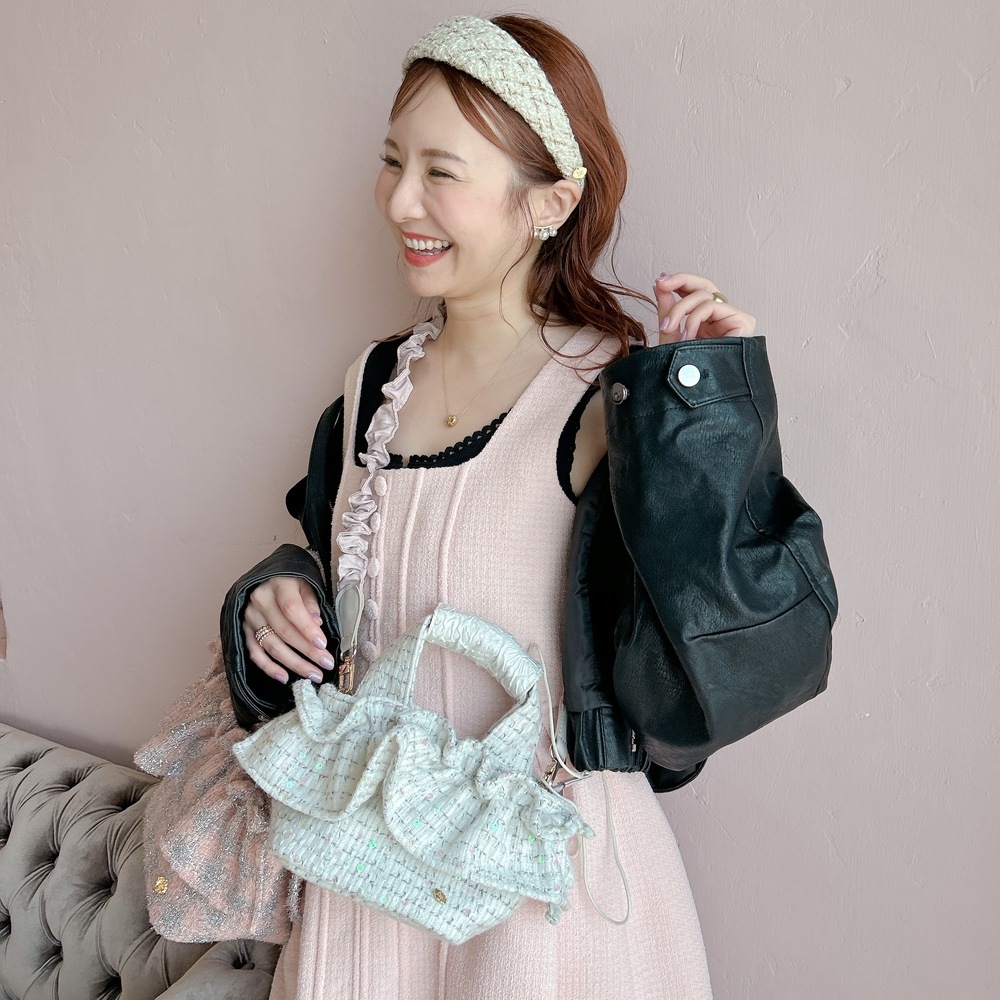 ミニフリルバッグ Tweedy Bebe【チェックホワイト】1サイズ | BAG
