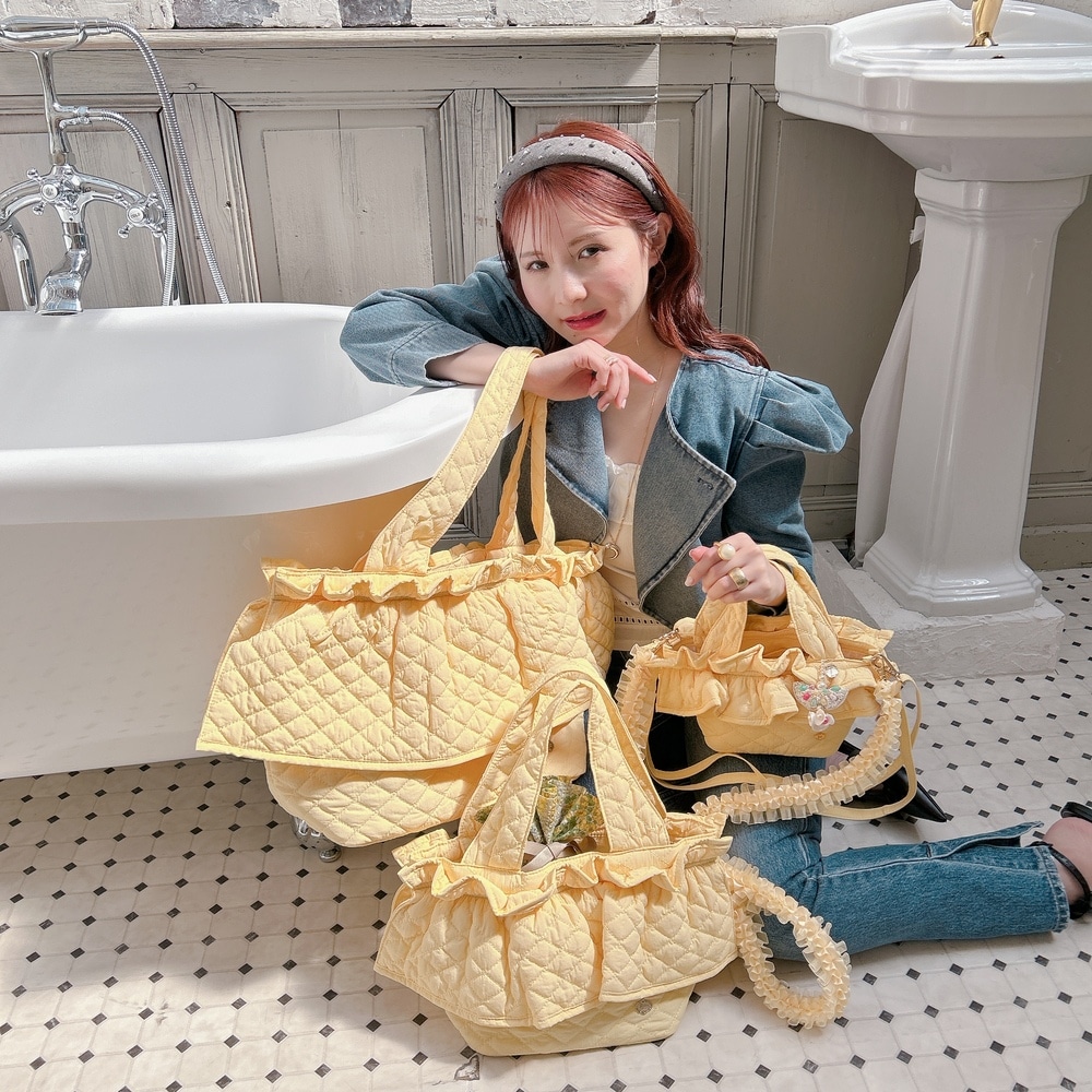 ビッグフリルバッグ Quilting Frill Bebe 【ギンガム/レモン】 | BAG