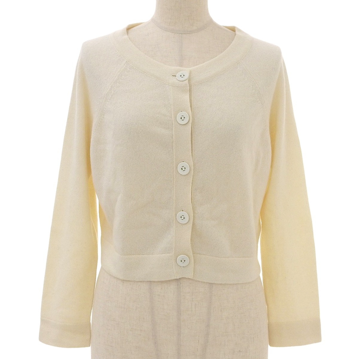 シャネル CHANEL ニット カーディガン ショート丈 カシミア オフ