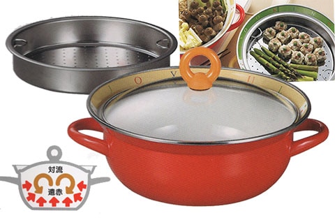 EJIRY エジリーホーローIH対応【カラージョイズ】卓上蒸し兼用多用鍋