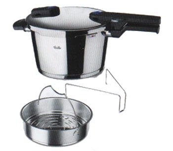 送料無料】フィスラービタクイックプラス圧力鍋4.5L,ガラス蓋・蒸し器