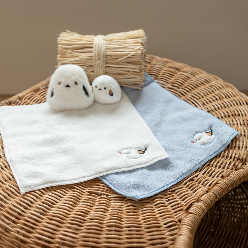 SDS シマエナガちゃん ミニタオル 約25×25cm ブルー/ホワイト