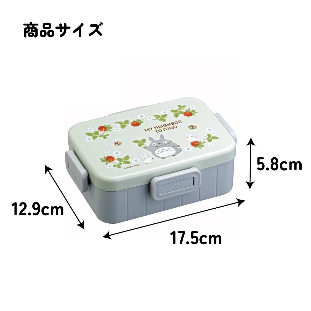 抗菌4点ロックランチボックス 1段/650mlトトロ（木イチゴ